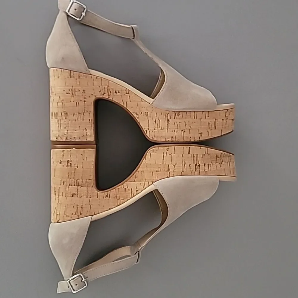 Gianni Bini New Light Suede Cork Platform Sandals 9.5M